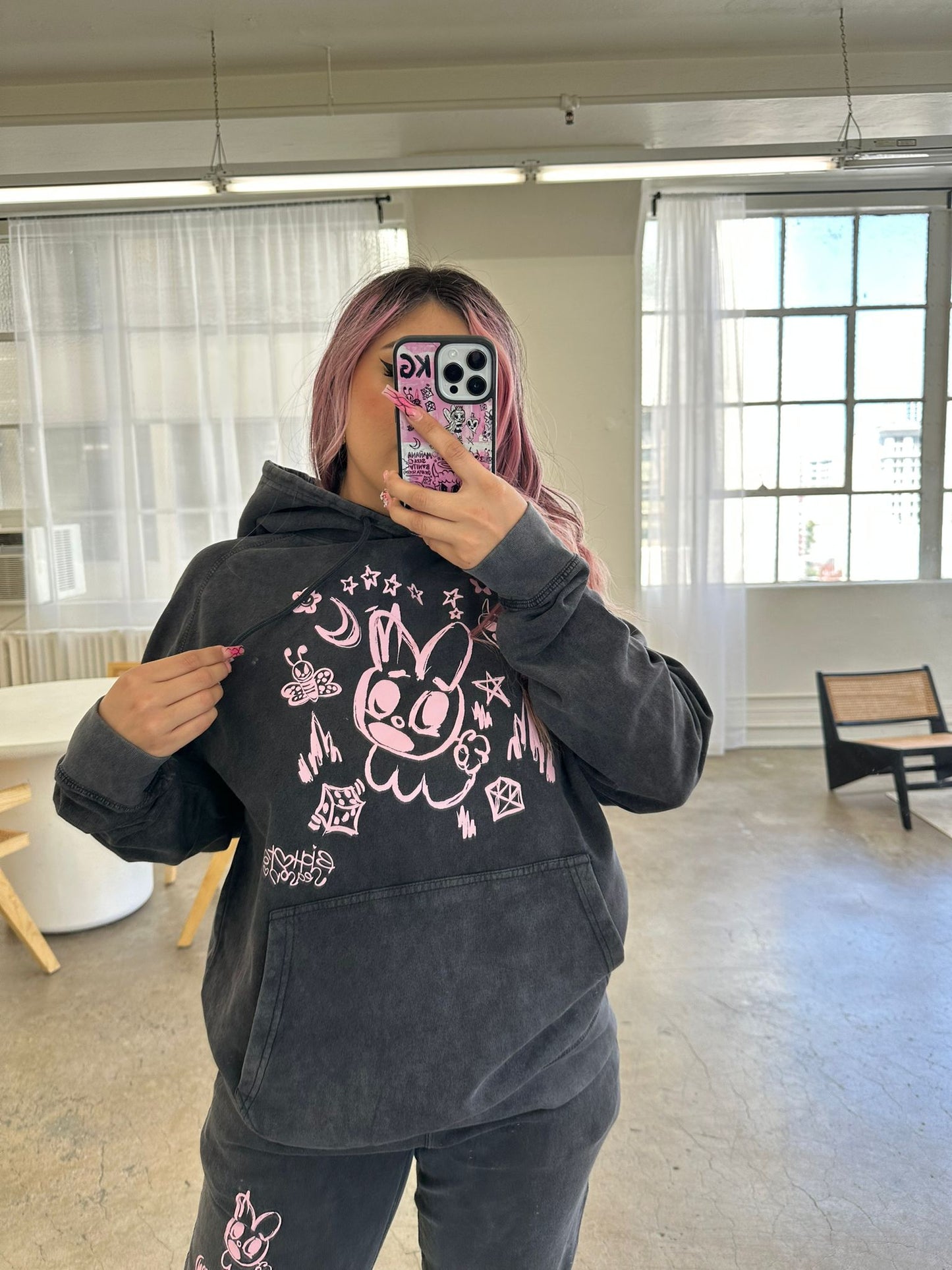 Bichota Season Bunny Acid wash Hoodie