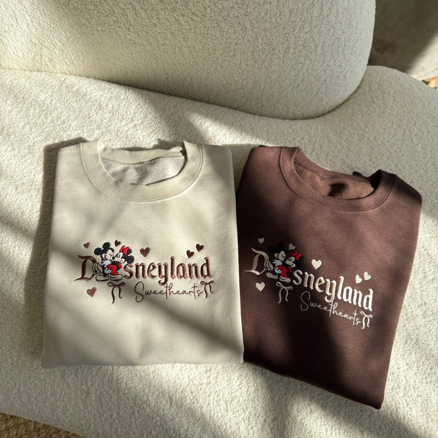 Disneyland Sweethearts SAND Embroidered Crewneck