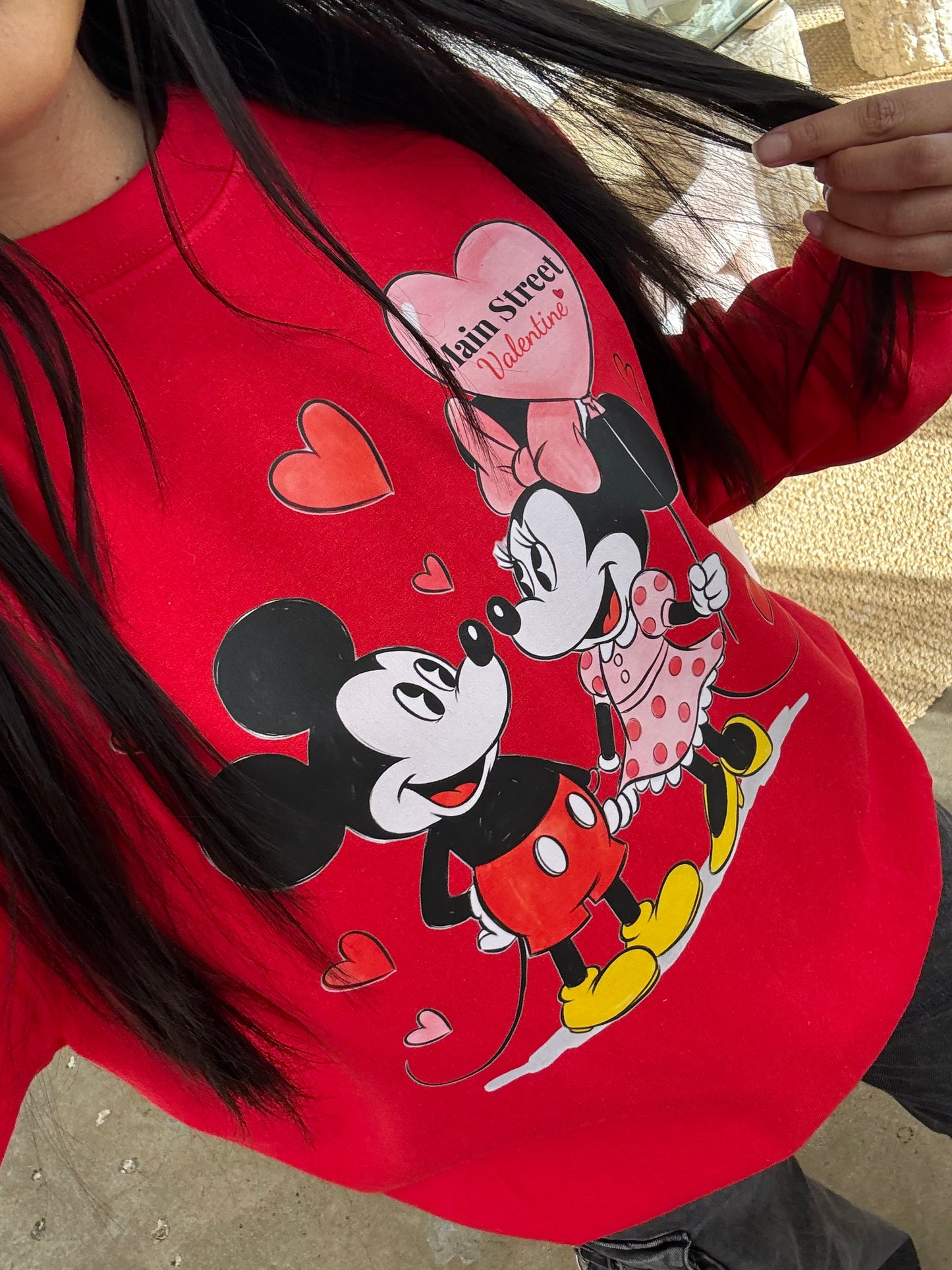 Main Street Valentine Vintage Mickey & Minnie Balloon Crewneck