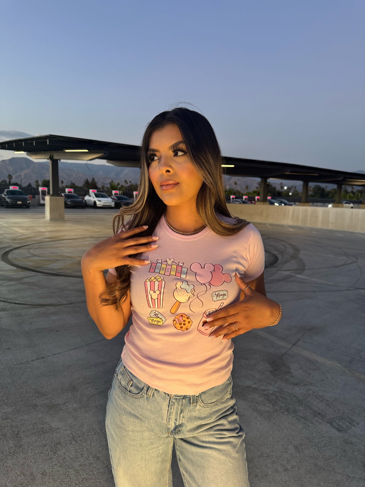 Magical Snacks Original Baby Rib Tee- Light pink