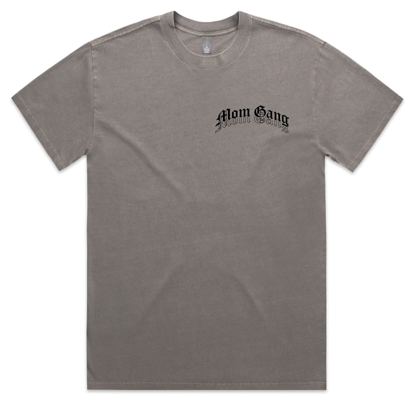 Mom Gang Grey Faded Oversized Tee