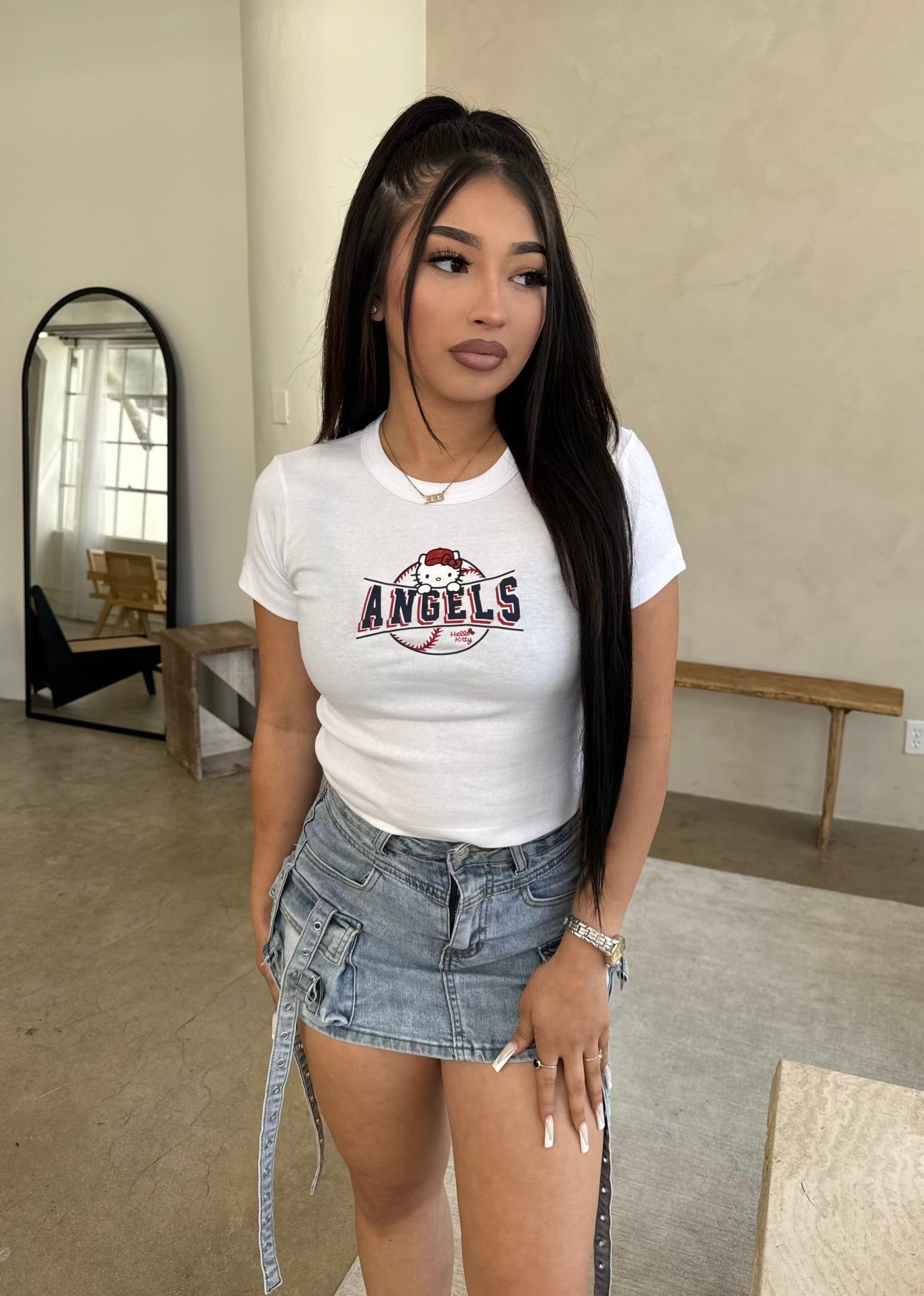 Hello Kitty X Angels Baby Rib (Mid Crop top)