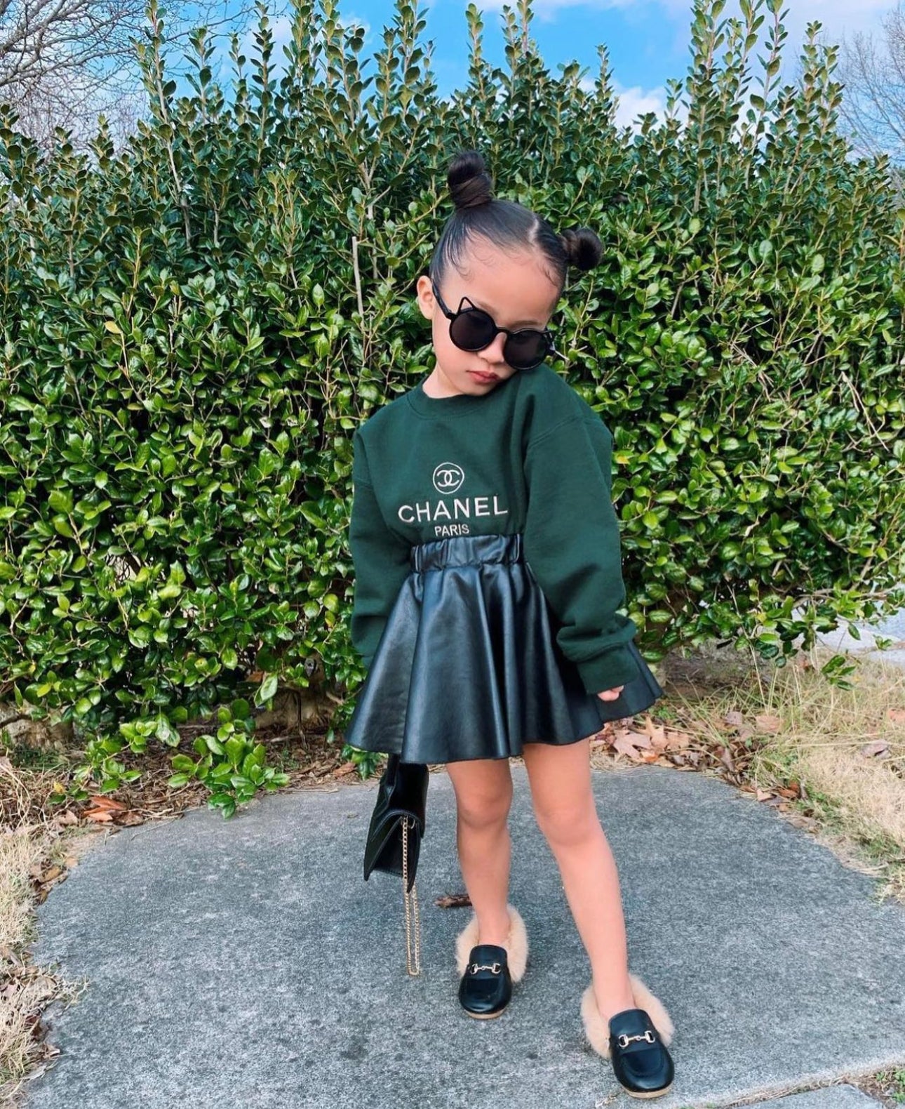 CC Crewneck - Forest green Adult/ kids