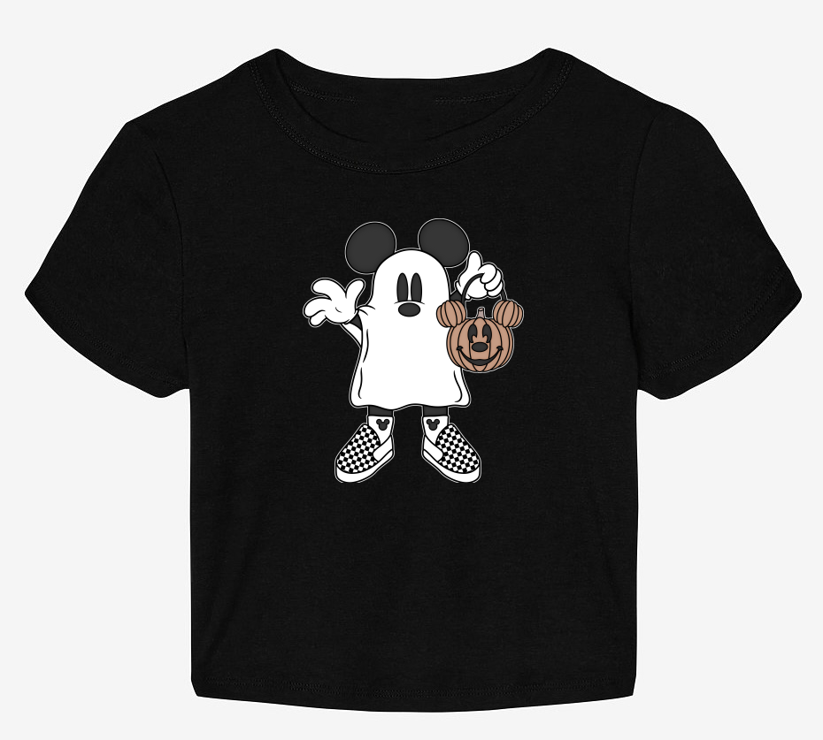 Ghost Bestie Mickey Baby Rib Crop Top