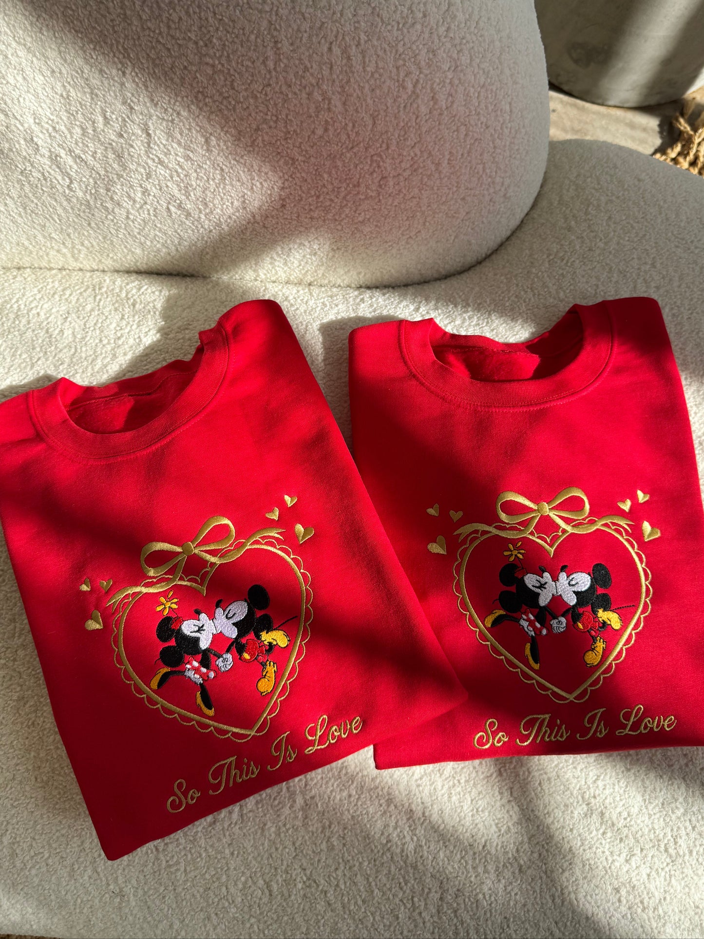 So This is Love Vintage Mickey & Minnie Embroidered Crewneck