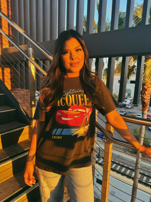 Lightning McQueen Vintage Relaxed Tee- Black stone