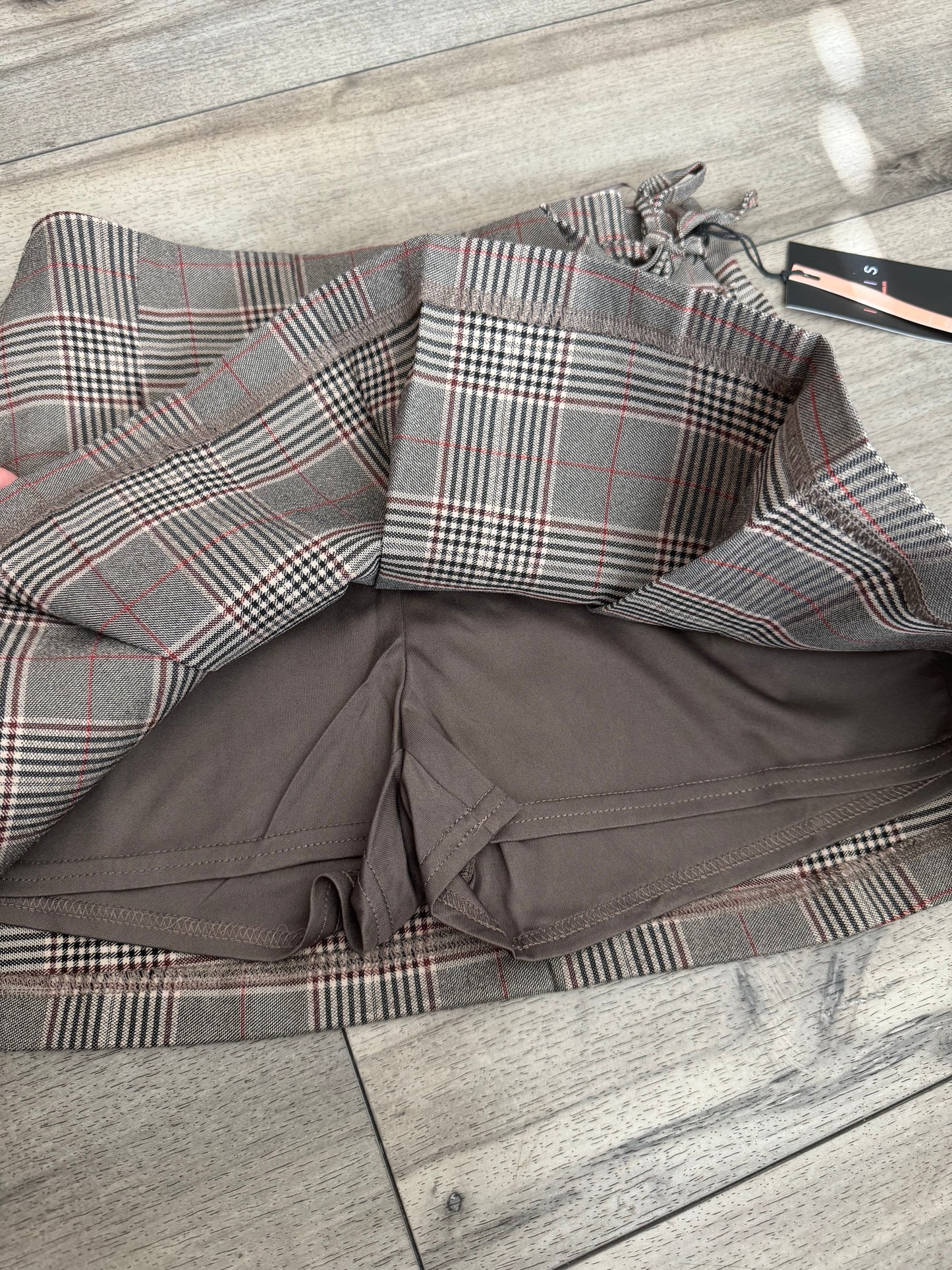 Neutral Plaid skirt (shorts attached)