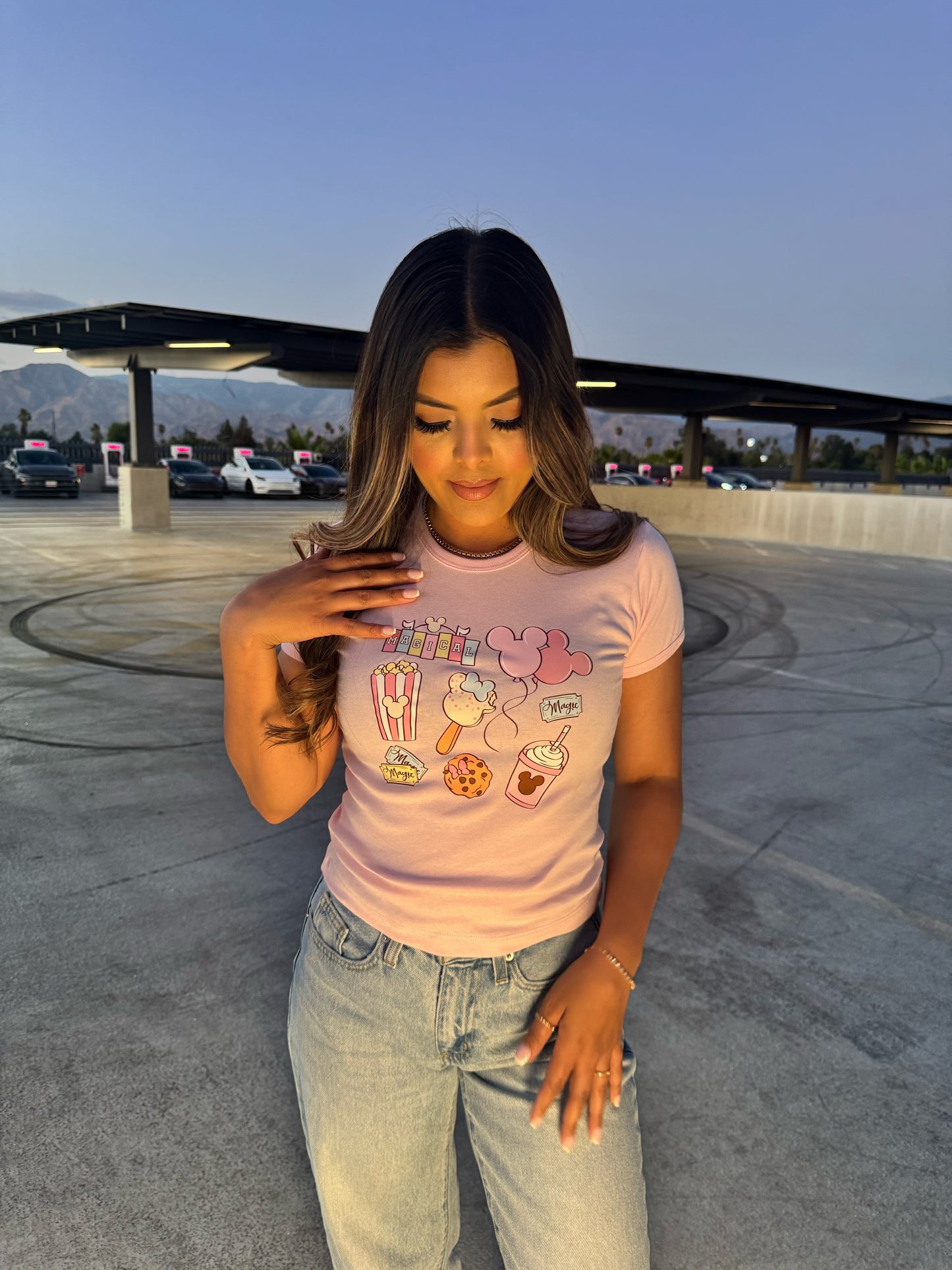 Magical Snacks Original Baby Rib Tee- Light pink