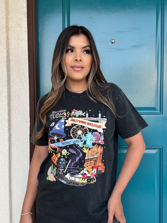 Hollywood Studios Staple Tee- Black stone