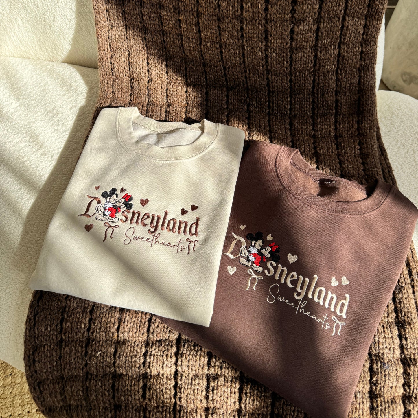 Disneyland Sweethearts BROWN Embroidered Crewneck