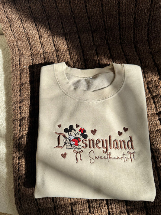 Disneyland Sweethearts SAND Embroidered Crewneck