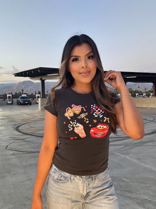 Lightning McQueen Coquette Vintage Baby Rib Tee