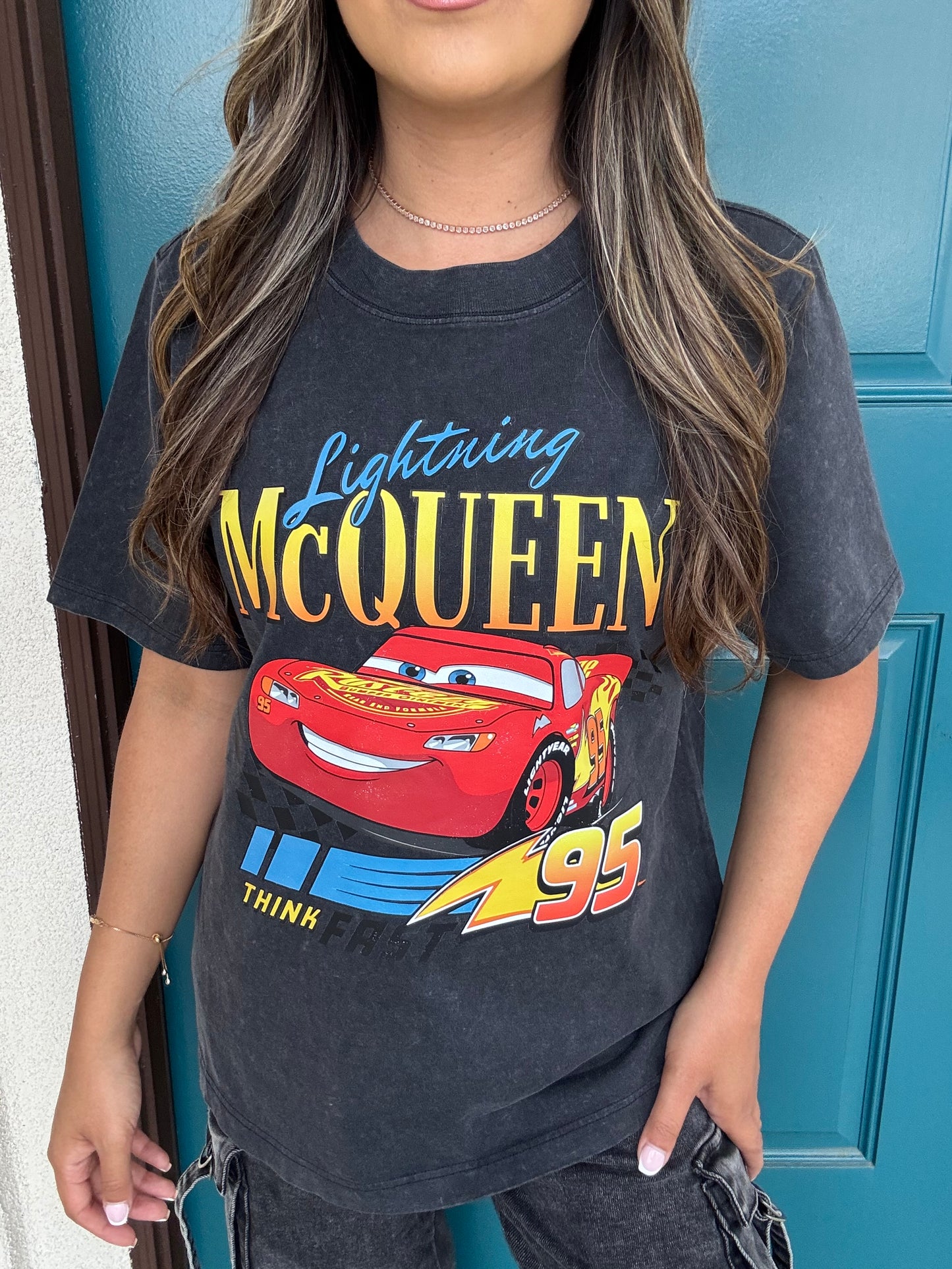 Lightning McQueen Vintage Relaxed Tee- Black stone
