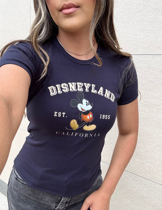 Mickey 1955 Original Baby Rib Tee- Navy