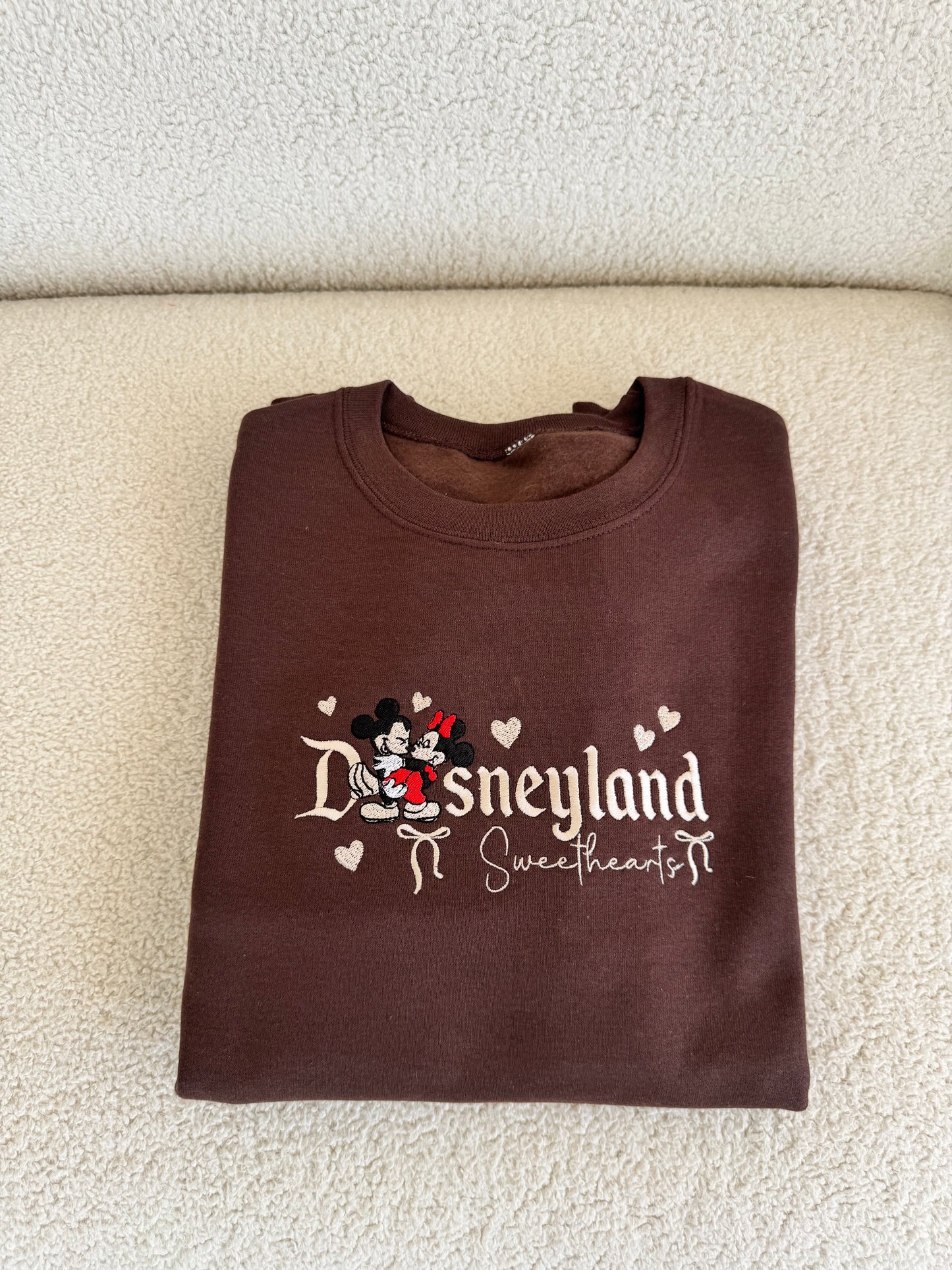 Disneyland Sweethearts BROWN Embroidered Crewneck