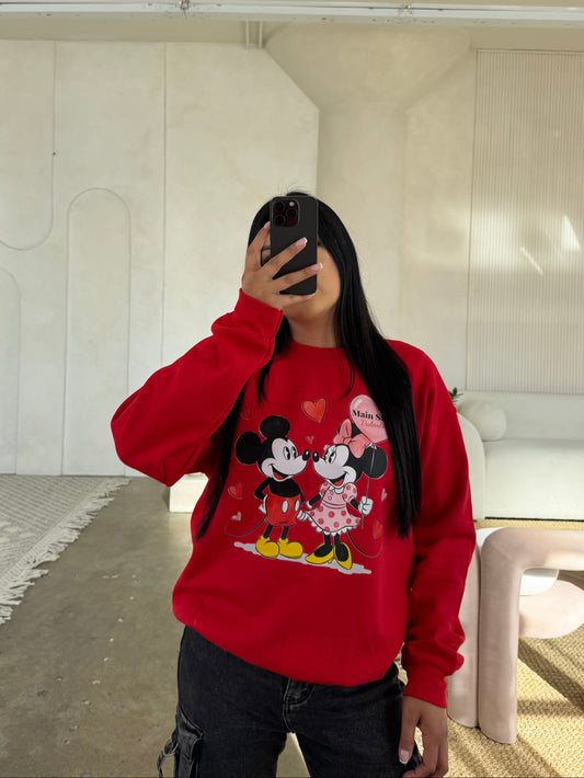 Main Street Valentine Vintage Mickey & Minnie Balloon Crewneck