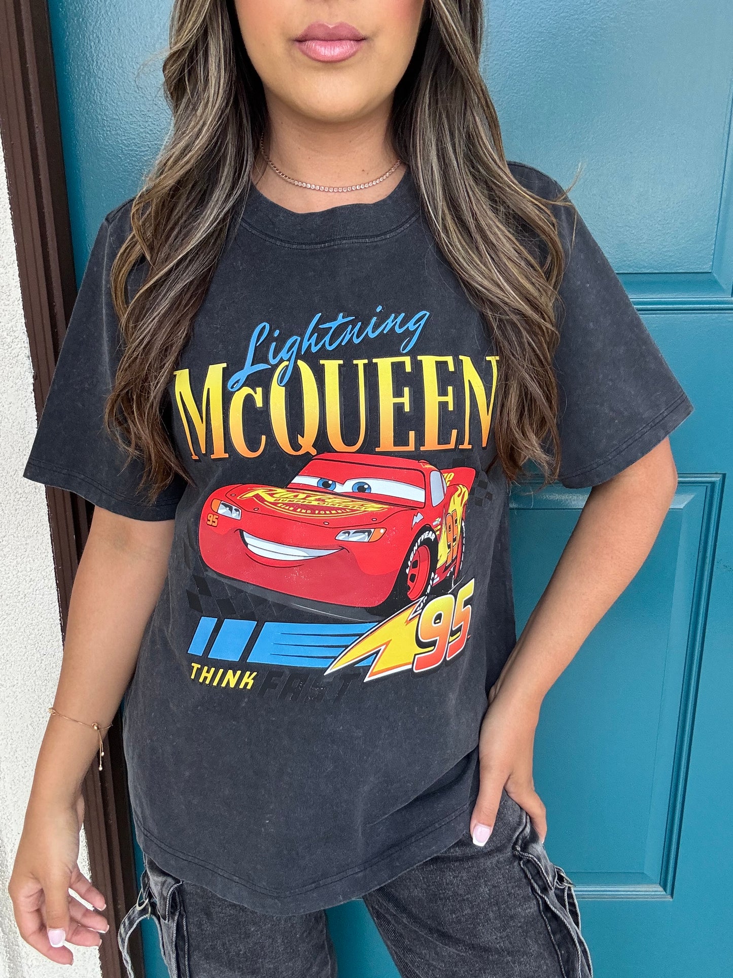Lightning McQueen Vintage Relaxed Tee- Black stone