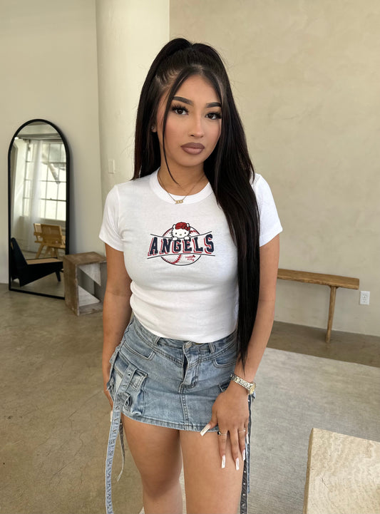 Hello Kitty X Angels Baby Rib (Mid Crop top)
