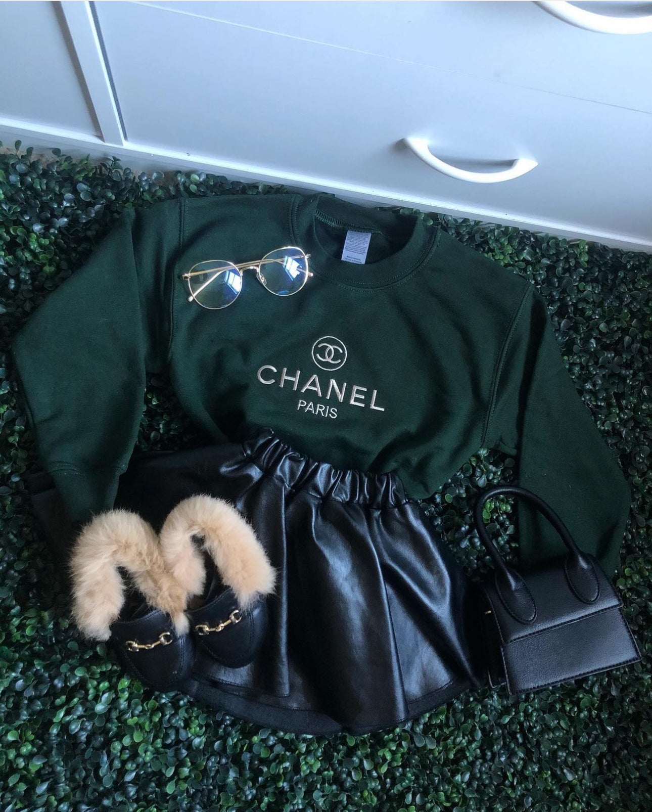 CC Crewneck - Forest green Adult/ kids