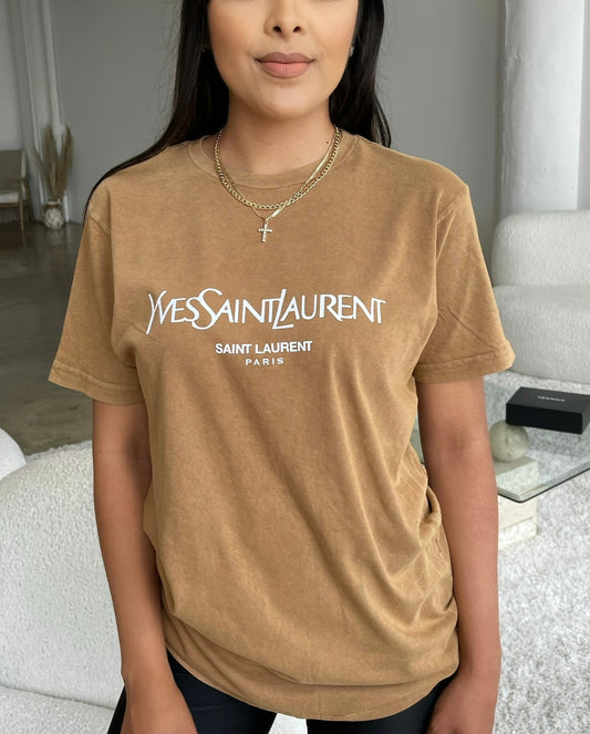 Saint tee- Camel acid wash